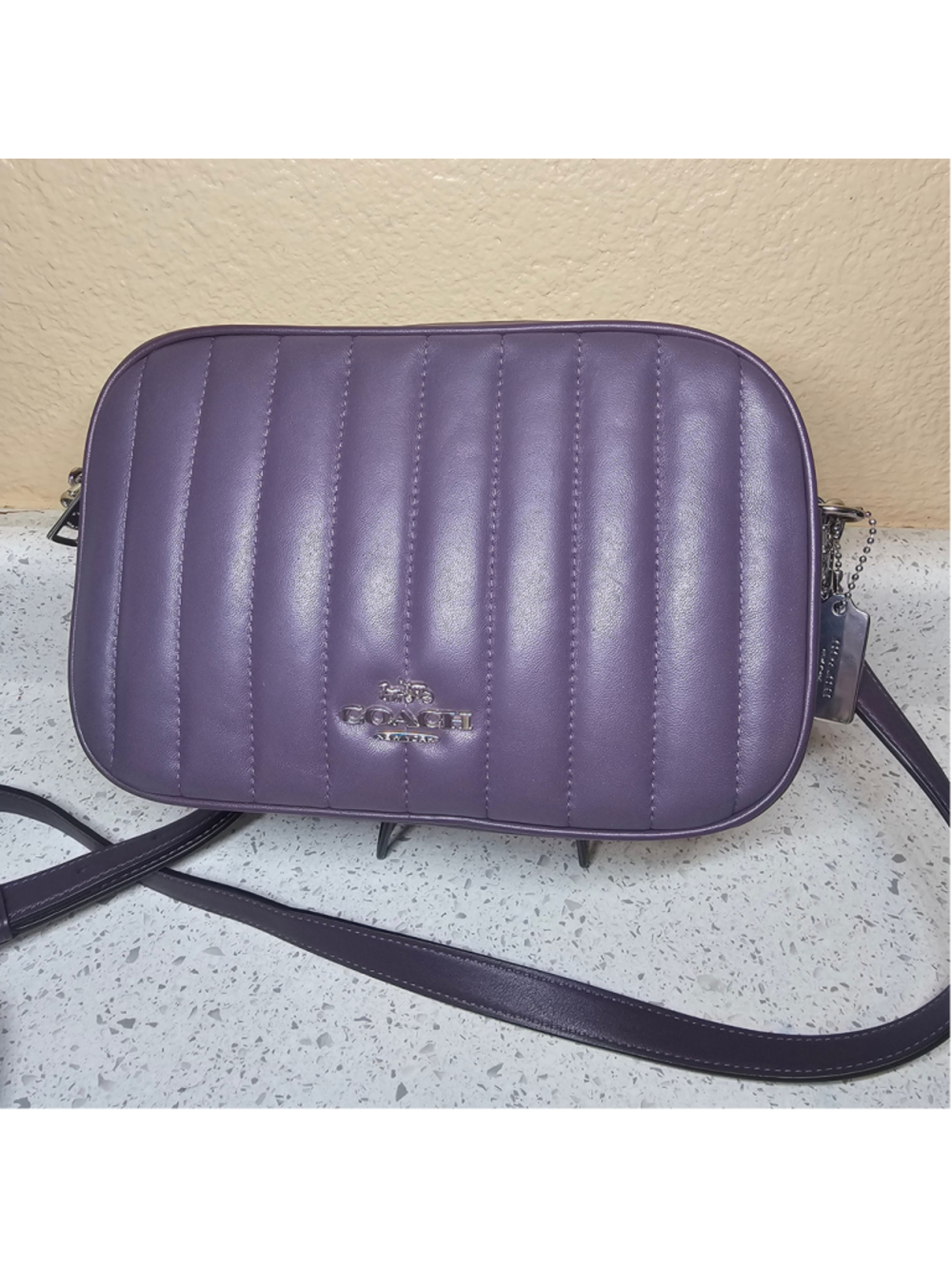 COACH Quilted Leather Double-Zip Camera Bag in Purple (C1569)